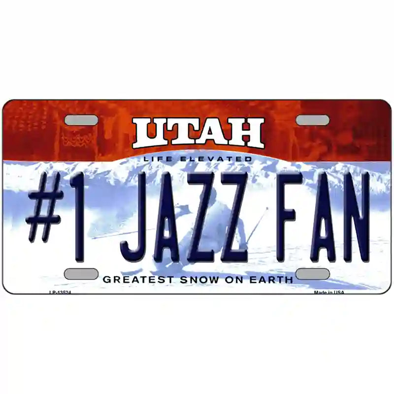 Number 1 Jazz Fan Novelty Metal License Plate Tag 24" x 12" (LLP)