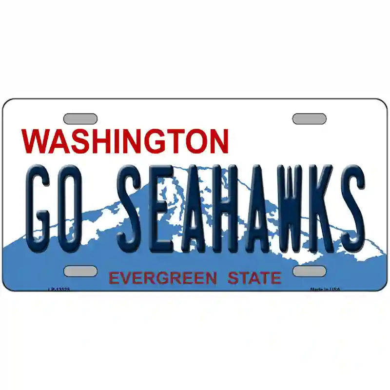 Go Seahawks Novelty Metal License Plate Tag 24" x 12" (LLP)