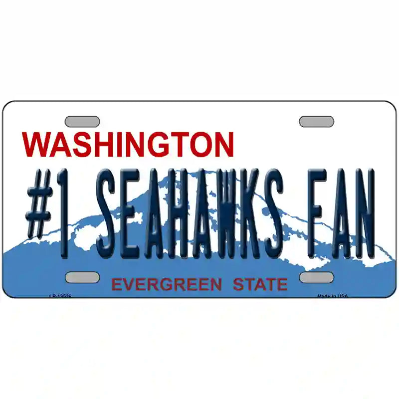 Number 1 Seahawks Fan Novelty Metal License Plate Tag 24" x 12" (LLP)