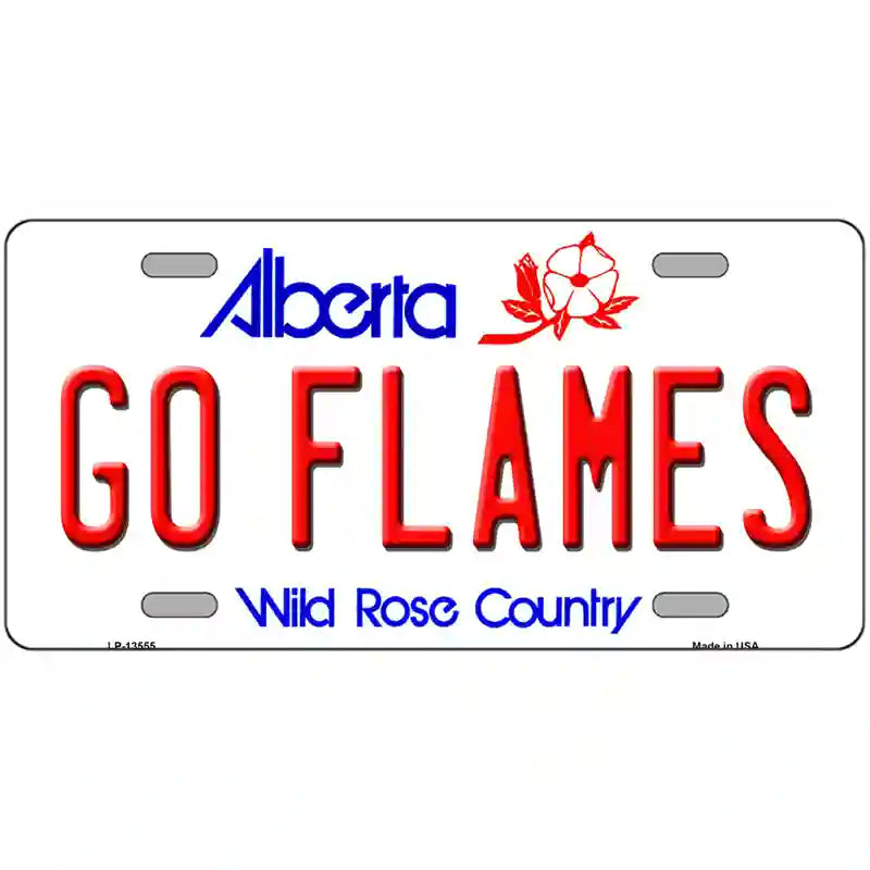 Go Flames Novelty Metal License Plate Tag 24" x 12" (LLP)