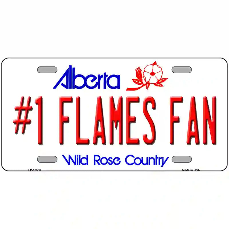 Number 1 Flames Fan Novelty Metal License Plate Tag 24" x 12" (LLP)