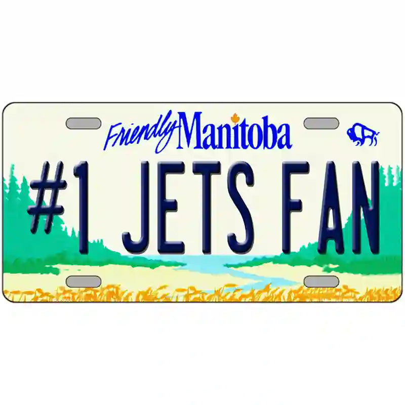 Number 1 Jets Fan Hockey Novelty Metal License Plate Tag 24" x 12" (LLP)