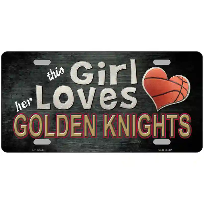 This Girl Loves Her Golden Knights Novelty Metal License Plate Tag 24" x 12" (LLP)