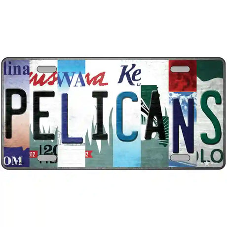 Pelicans Strip Art Novelty Metal License Plate Tag 24" x 12" (LLP)