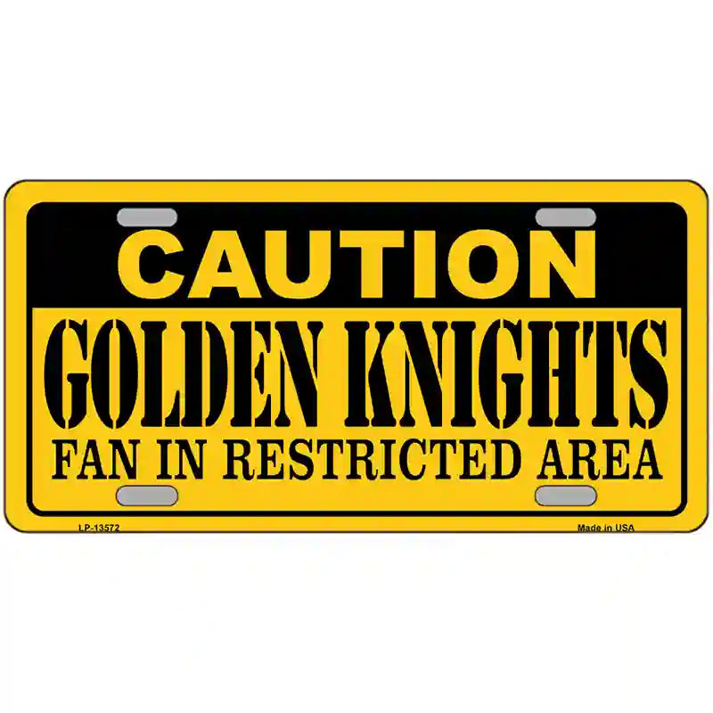 Caution Golden Knights Novelty Metal License Plate Tag 24" x 12" (LLP)