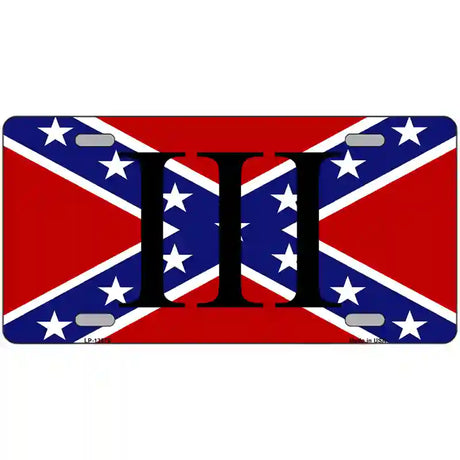 3 Percenter Confederate Novelty Metal License Plate Tag 24" x 12" (LLP)