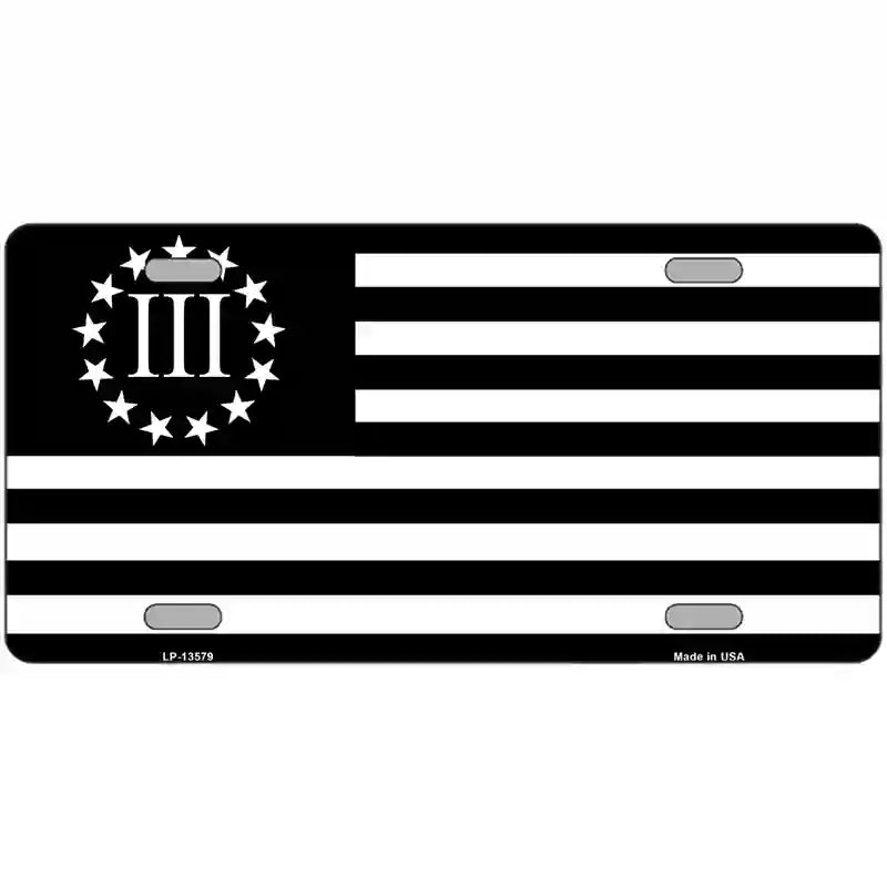 3 Percenter American Flag Novelty Metal License Plate Tag 24" x 12" (LLP)