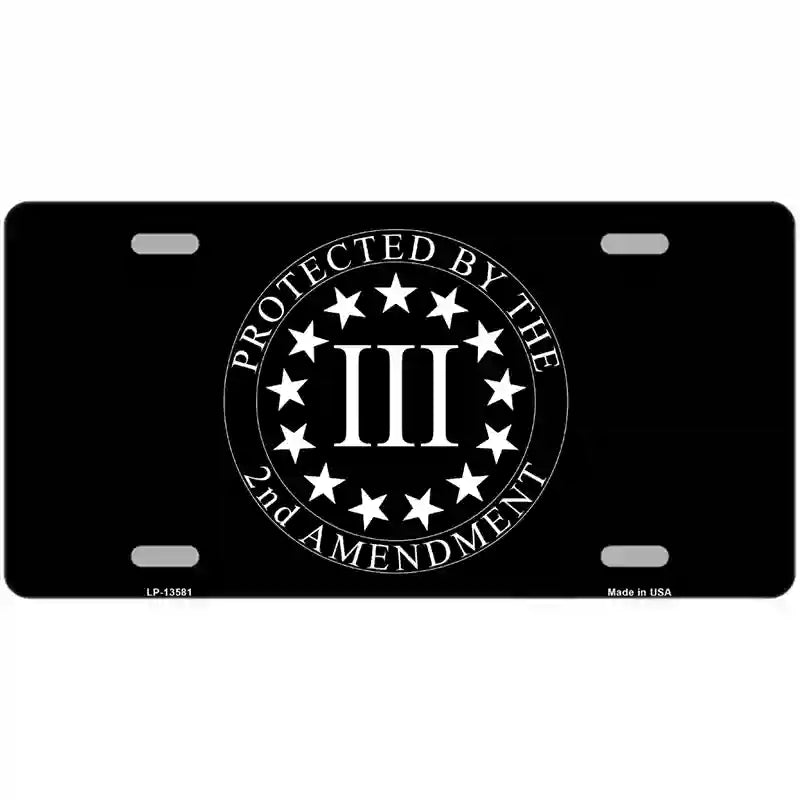 Protected by 2nd Amendment Novelty Metal License Plate Tag 24" x 12" (LLP)