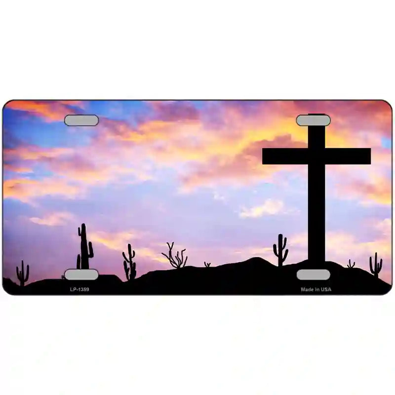 Cross Sunrise Photograph Novelty Metal License Plate 24" x 12" (LLP)