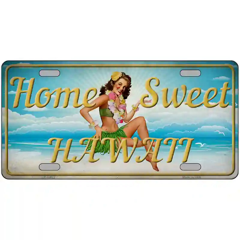 Home Sweet Hawaii Novelty Metal License Plate Tag 24" x 12" (LLP)