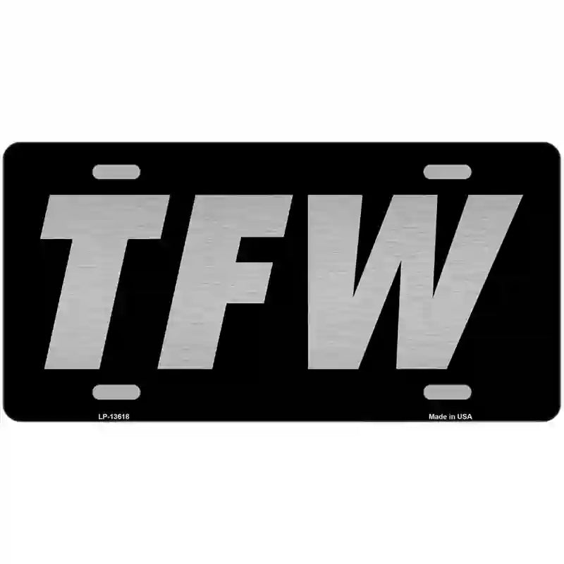 TFW Black Novelty Metal License Plate Tag 24" x 12" (LLP)