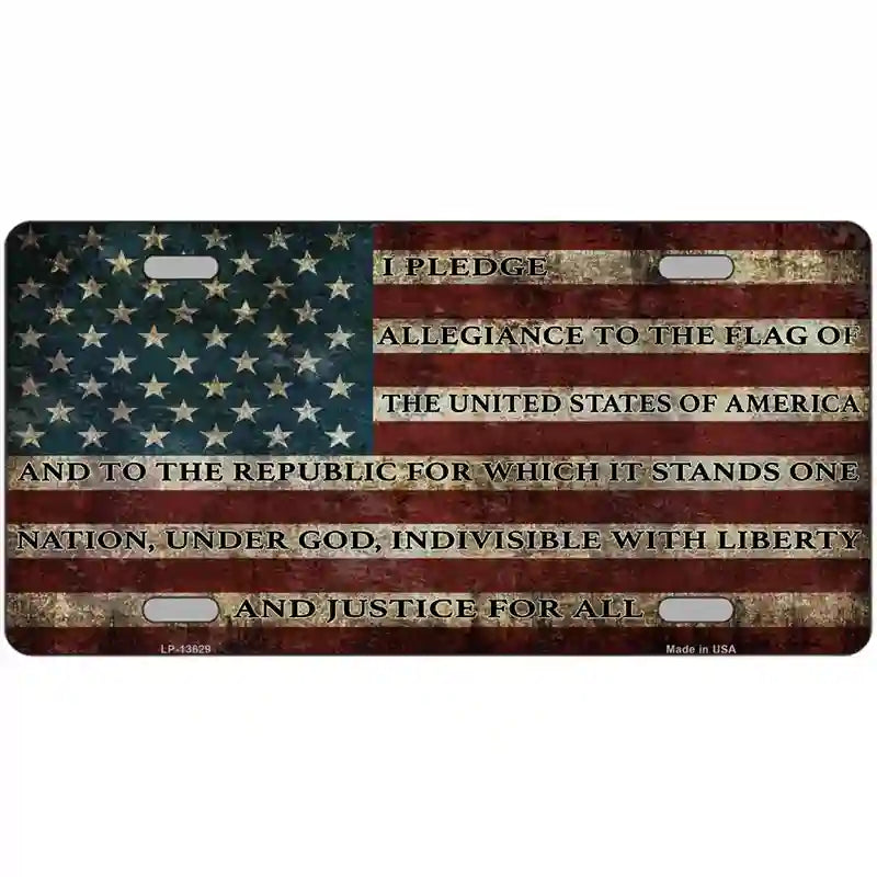 I Pledge Allegiance Flag Novelty Metal License Plate Tag 24" x 12" (LLP)