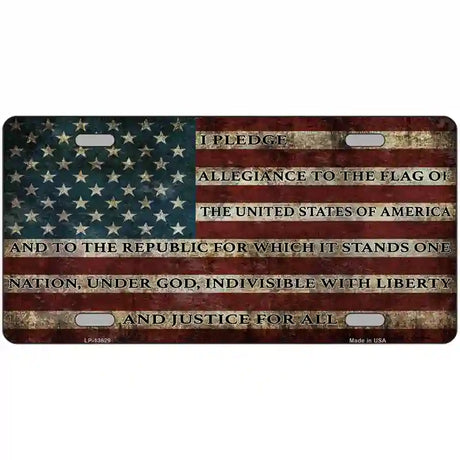 I Pledge Allegiance Flag Novelty Metal License Plate Tag 24" x 12" (LLP)