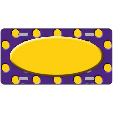 Yellow Purple Polka Dot Center Oval Metal Novelty License Plate 24" x 12" (LLP)