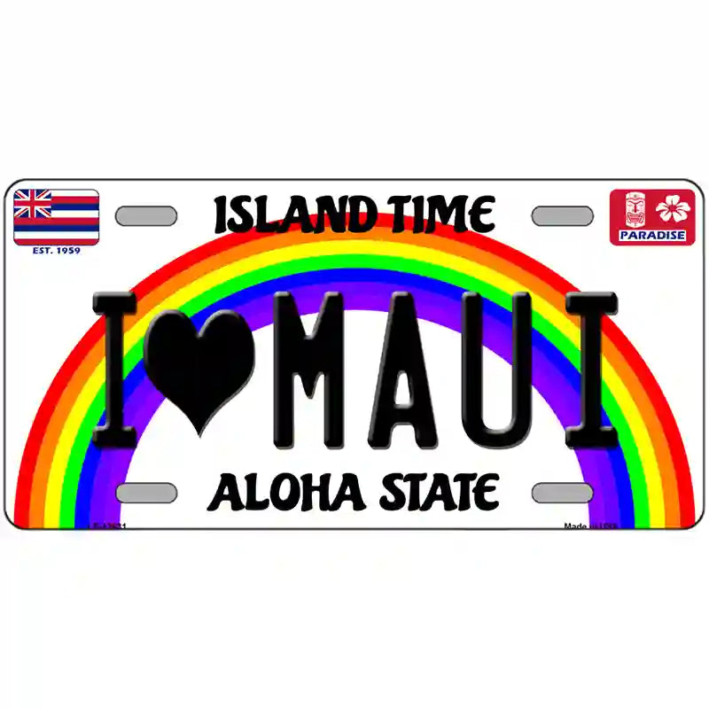 I Heart Maui Novelty Metal License Plate Tag 24" x 12" (LLP)