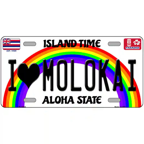 I Heart Molokai Novelty Metal License Plate Tag 24" x 12" (LLP)