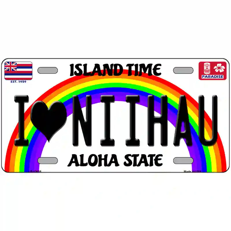 I Heart Niihau Novelty Metal License Plate Tag 24" x 12" (LLP)