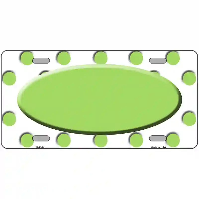 Lime Green White Polka Dot Center Oval Metal Novelty License Plate 24" x 12" (LLP)