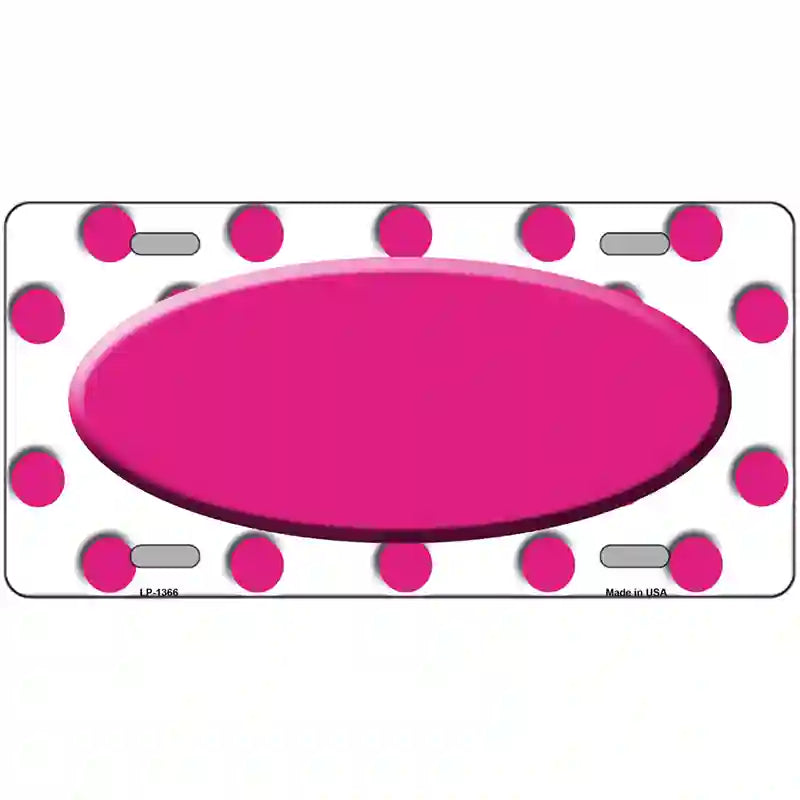 Hot Pink White Polka Dot Center Oval Metal Novelty License Plate 24" x 12" (LLP)