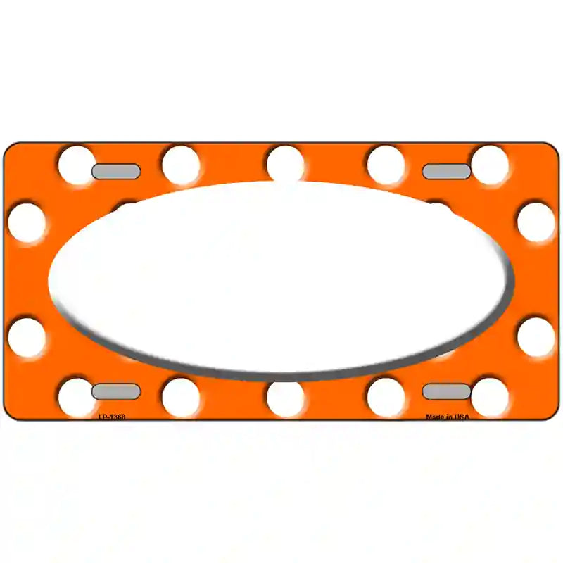 White Orange Polka Dots Center Oval Metal Novelty License Plate 24" x 12" (LLP)