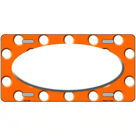 White Orange Polka Dots Center Oval Metal Novelty License Plate 24" x 12" (LLP)