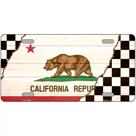 California Racing Flag Novelty Metal License Plate Tag 24" x 12" (LLP)