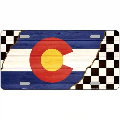 Colorado Racing Flag Novelty Metal License Plate Tag 24" x 12" (LLP)