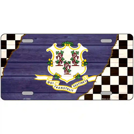 Connecticut Racing Flag Novelty Metal License Plate Tag 24" x 12" (LLP)