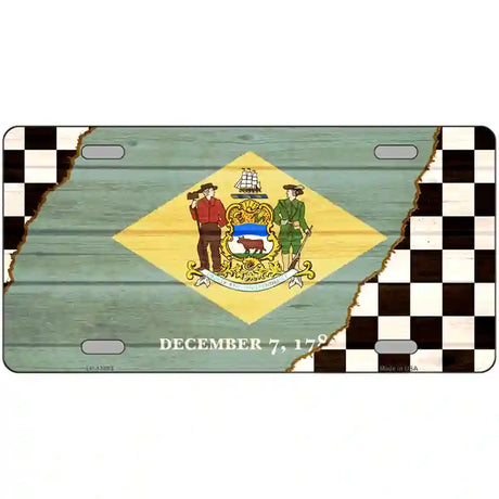 Delaware Racing Flag Novelty Metal License Plate Tag 24" x 12" (LLP)