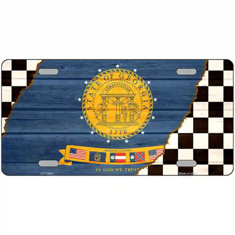 Georgia Racing Flag Novelty Metal License Plate Tag 24" x 12" (LLP)