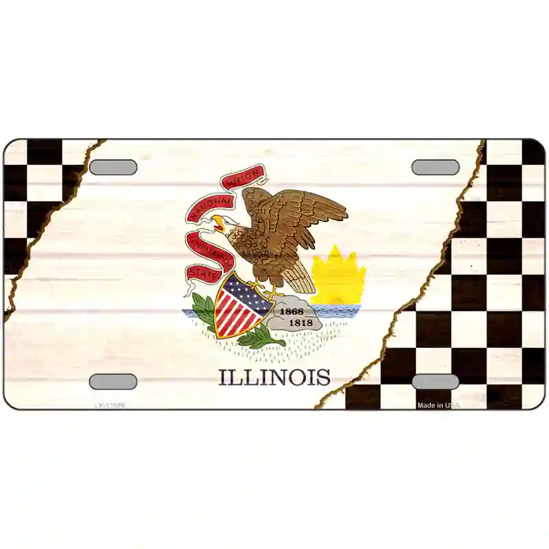 Illinois Racing Flag Novelty Metal License Plate Tag 24" x 12" (LLP)