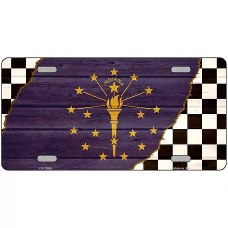 Indiana Racing Flag Novelty Metal License Plate Tag 24" x 12" (LLP)