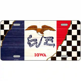 Iowa Racing Flag Novelty Metal License Plate Tag 24" x 12" (LLP)