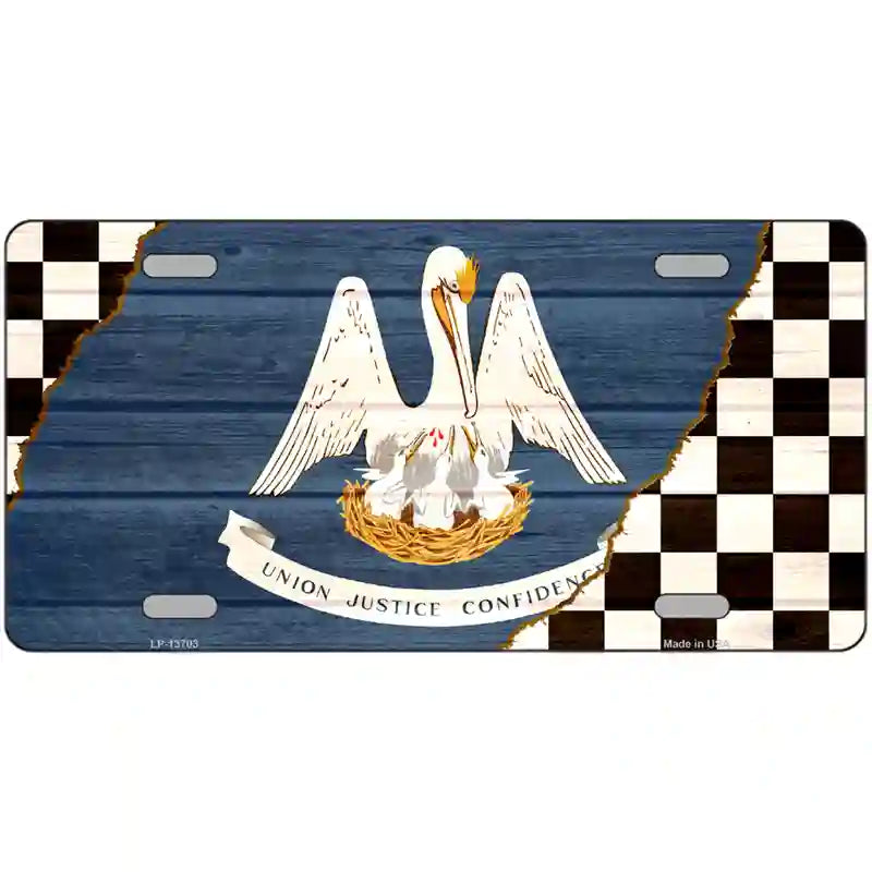 Louisiana Racing Flag Novelty Metal License Plate Tag 24" x 12" (LLP)