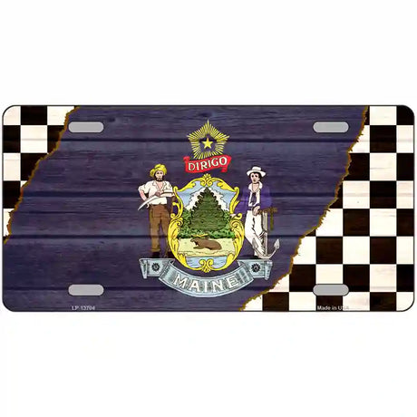 Maine Racing Flag Novelty Metal License Plate Tag 24" x 12" (LLP)