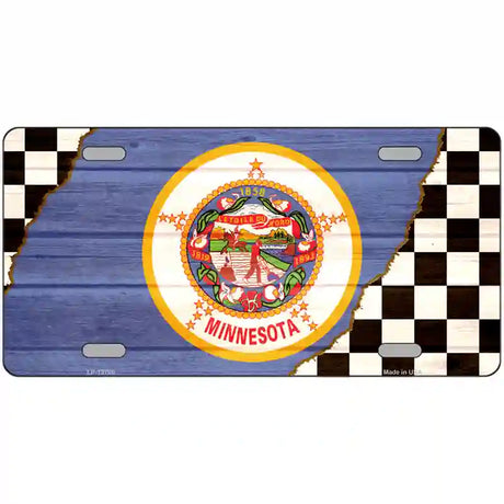 Minnesota Racing Flag Novelty Metal License Plate Tag 24" x 12" (LLP)