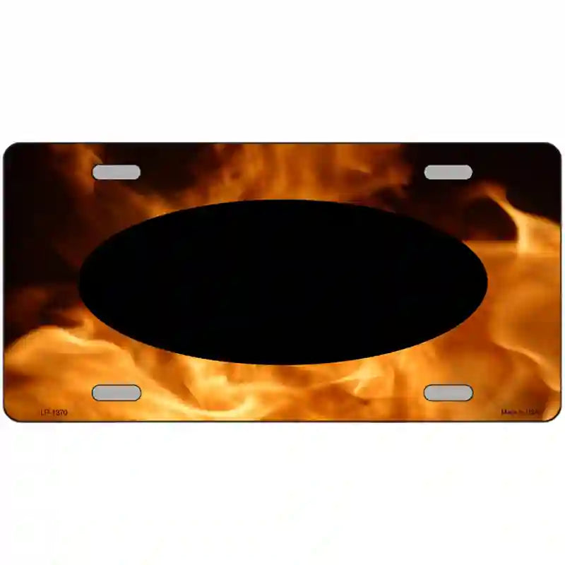 Real Flame With Black Center Oval Metal Novelty License Plate 24" x 12" (LLP)