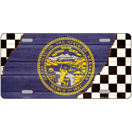 Nebraska Racing Flag Novelty Metal License Plate Tag 24" x 12" (LLP)