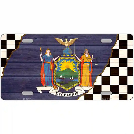 New York Racing Flag Novelty Metal License Plate Tag 24" x 12" (LLP)