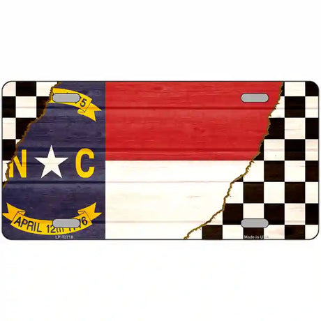 North Carolina Racing Flag Novelty Metal License Plate Tag 24" x 12" (LLP)