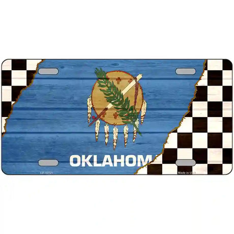 Oklahoma Racing Flag Novelty Metal License Plate Tag 24" x 12" (LLP)