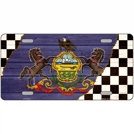 Pennsylvania Racing Flag Novelty Metal License Plate Tag 24" x 12" (LLP)