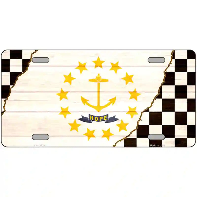 Rhode Island Racing Flag Novelty Metal License Plate Tag 24" x 12" (LLP)