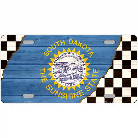 South Dakota Racing Flag Novelty Metal License Plate Tag 24" x 12" (LLP)