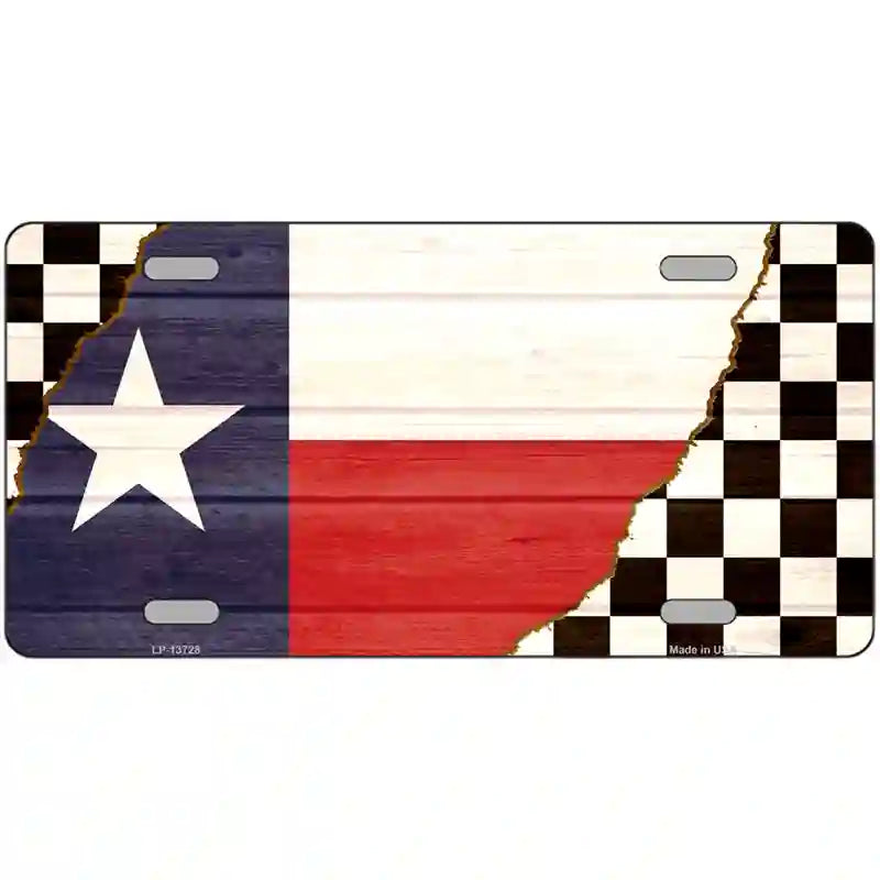 Texas Racing Flag Novelty Metal License Plate Tag 24" x 12" (LLP)