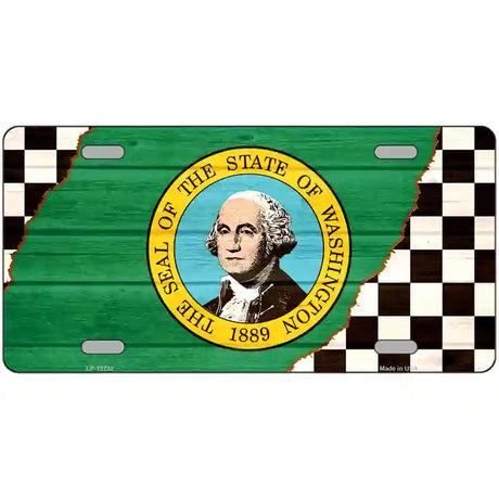 Washington Racing Flag Novelty Metal License Plate Tag 24" x 12" (LLP)