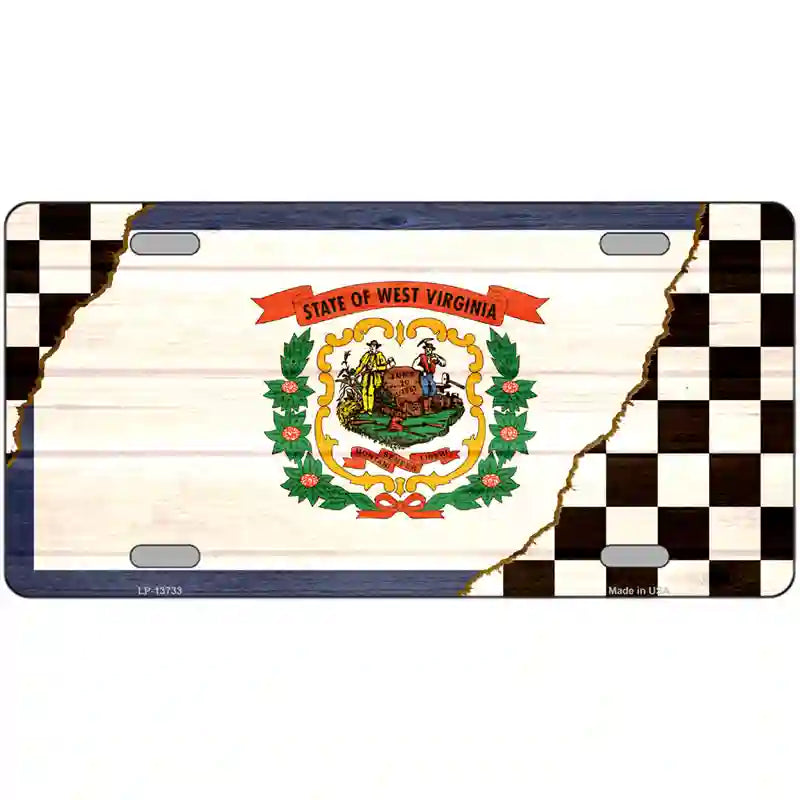 West Virginia Racing Flag Novelty Metal License Plate Tag 24" x 12" (LLP)