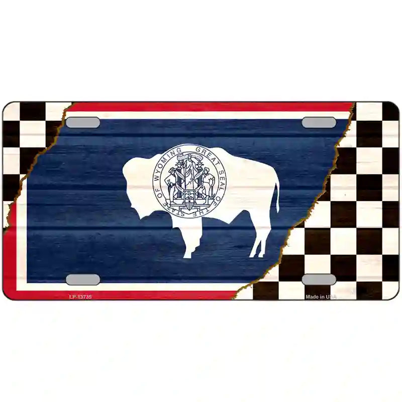 Wyoming Racing Flag Novelty Metal License Plate Tag 24" x 12" (LLP)