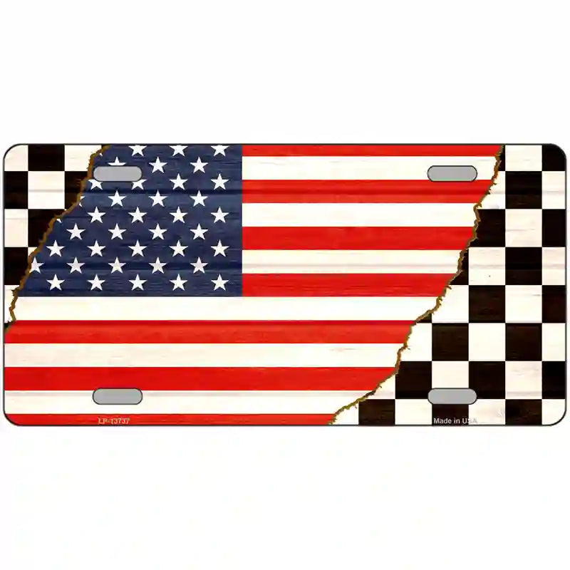 USA Racing Flag Novelty Metal License Plate Tag 24" x 12" (LLP)