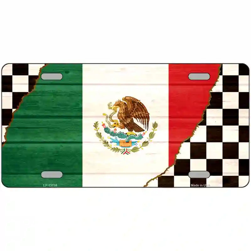 Mexico Racing Flag Novelty Metal License Plate Tag 24" x 12" (LLP)